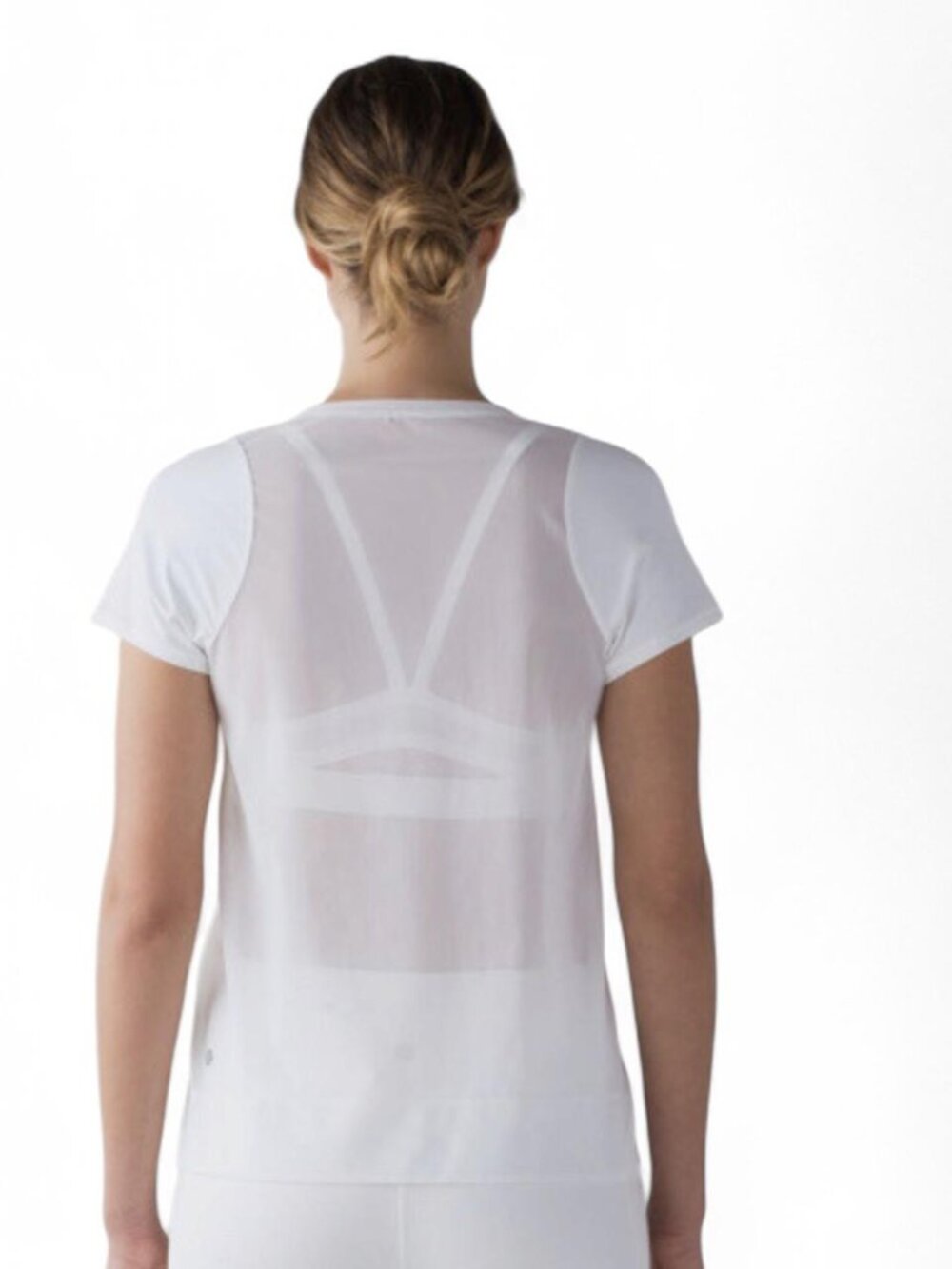 Lululemon Mind Over Miles White Luxteme Mesh Back Short Sleeve Shirt size 8